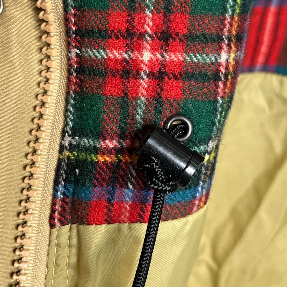 ibex Jacket Hoodie Beige Cotton Nylon Lining Zip Around Pockets Adjustable Plaid - Picture 4 of 9